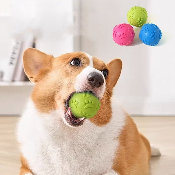 Pet Toy Pawprint Toy Ball, Chewable, Teeth-cleansing, Makes Sounds, Dog Toy, Pet Supplies Green