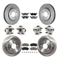 thumbnail image 1 of Transit Auto Front Rear Hub Bearing Assembly Disc Brake Rotor and Ceramic Pads Kit (10Pc) for Car 2006 Dodge Grand Caravan Drum rear brakes with 4-Wheel ABS Left Right Driver Passenger Side KBB-119410, 1 of 11