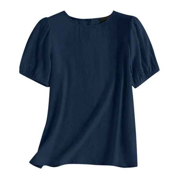 Aayomet Cute Tops For Women Women Summer T Shirts Short Sleeve Rounded V Neck Pocket Tee Tops,Blue L