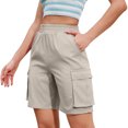 thumbnail image 2 of Pantalones Cortos de Cintura Alta para las Mujeres Casual Cordón de Color Sólido de Cinco Piezas, Pantalones de Cintura Alta de Poliéster 100%, Lavado a Mano Primavera Verano, 2 of 6