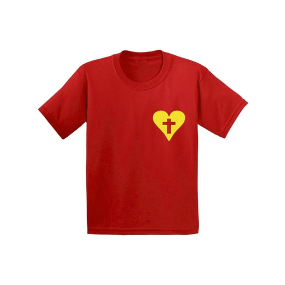 Awkward Styles Yellow Heart Infant Shirt Jesus Shirts for Kids Christian T Shirt for Boys Christian Shirts for Girls Jesus T-Shirt for Children Christian Gifts Christ Clothes Cross Shirt for Kids