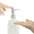 thumbnail image 3 of Unique Bargains 1 Pc Durable Cylinder Marble Soap Dispenser 13.53oz White Gold Tone, 3 of 6