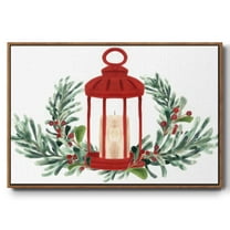 Woodland Holiday Collection A - Framed Gallery Wrapped Holiday Canvas - 27 x 41 - Rosewood Frame