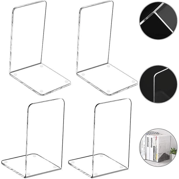 Sujetalibros, sujetalibros de 4 piezas, extremos decorativos para el hogar y los libros, sujetalibros de acrílico transparente