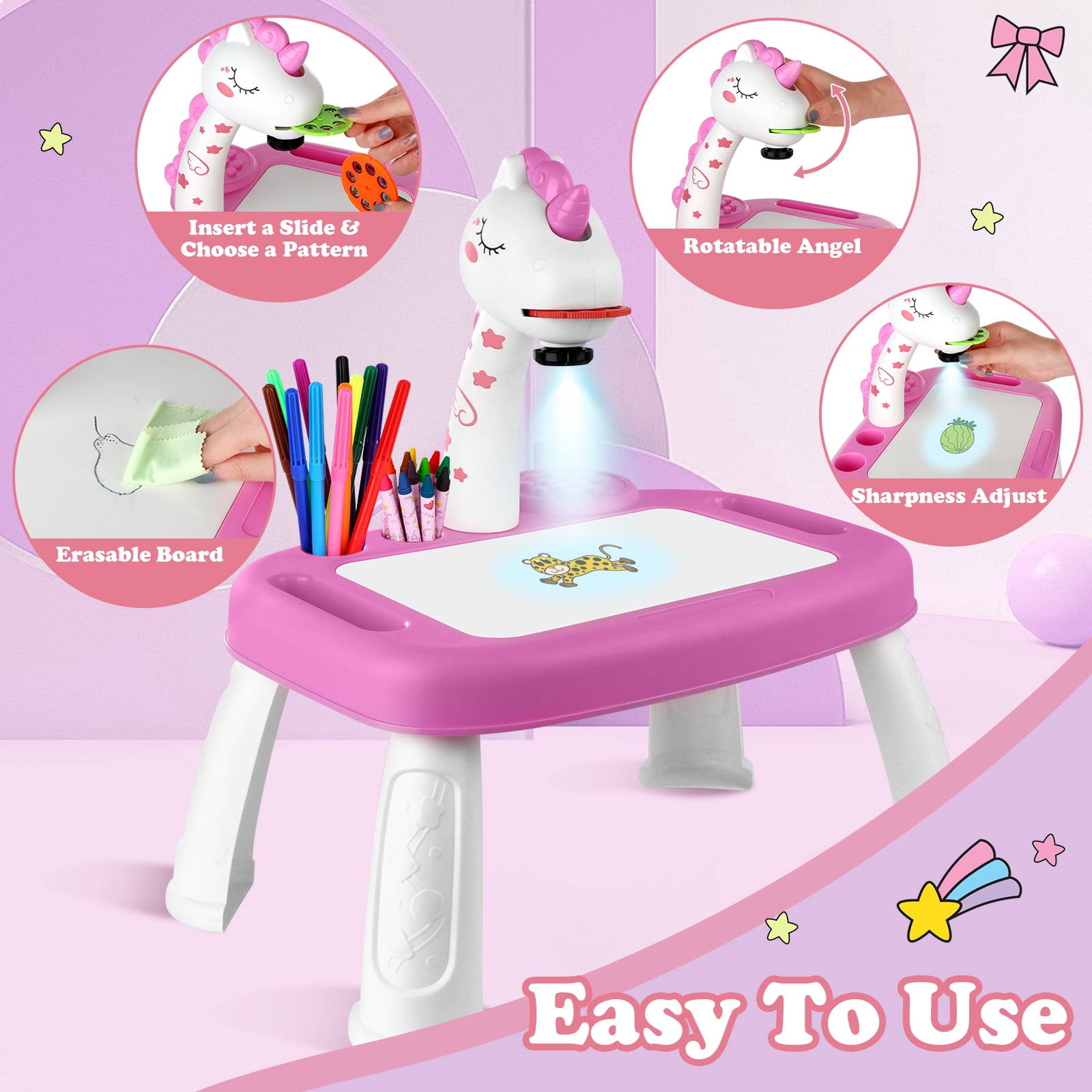 Konijiwa Unicorn Drawing Projector,Art Projector for Tracing,Arts and Craft Kits for 3+ Years