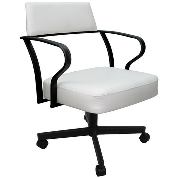 Pemberly Row Swivel Tilt Metal Dining Caster Chair - White - Black