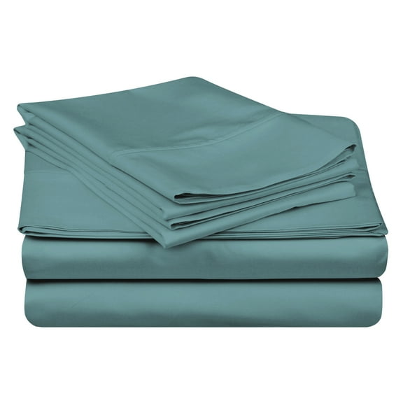 Traditional Egyptian Cotton 400-Thread Count Solid Deep Pocket Sheet Set, Queen, Teal by Blue Nile Mills