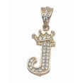 thumbnail image 4 of Cadena y dije de brillos con corona de oro laminado letra J, 4 of 8