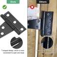 thumbnail image 4 of Uxcell 12-Pack Iron T-Strap Shed Door Hinges, 2 Inch Tee Hinge Wrought Hardware with Screws for Yard Barn Door [Black], 4 of 6