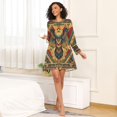 thumbnail image 4 of FORMRS Womens Long Sleeve Nightgowns Crew Neck Sleep Shirt Soft Pajamas Sizes S-3XL, Retro Abstract Eagle, 4 of 8