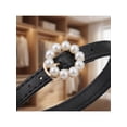 thumbnail image 4 of Women's Detachable PU Leather Shoe Straps, Faux Pearl Ring Adjustable Metal Buckle 1 Pair Matte Black One Size, 4 of 7
