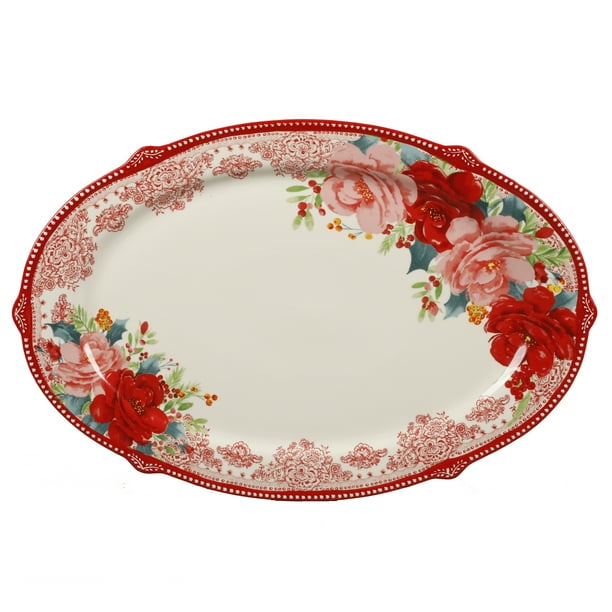 The Pioneer Woman Rosy Toile 21Inch Serving Platter