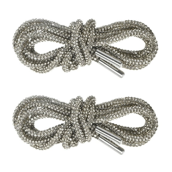Uxcell 1-Pair Rhinestone Shoelaces 55" Crystal Cords for Sneakers Dark grey