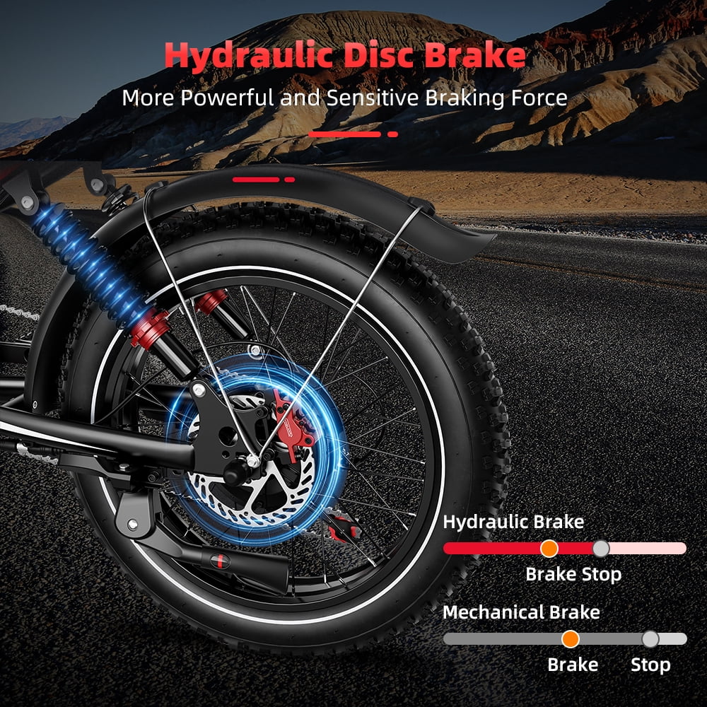 High performance 1000W off-road electric bike - 20-inch off-road tires, 50km range, front-wheel drive, hydraulic disc brakes, load capacity 330LB