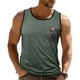 thumbnail image 1 of Camiseta de tirantes de cuello redondo para hombre, de verano, sin mangas, con cuello redondo, color block, bolsillo, de poliéster., 1 of 9