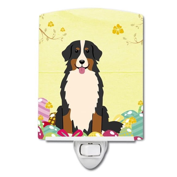 Caroline's Treasures BB6036CNL Easter Eggs Bernese Mountain Dog Ceramic Night Light, 6x4x3", multicolor