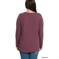 thumbnail image 5 of Zenana Plus Size Relaxed Fit Long Sleeve Round Neck & Hem Jersey Tee Shirt Top, 5 of 5