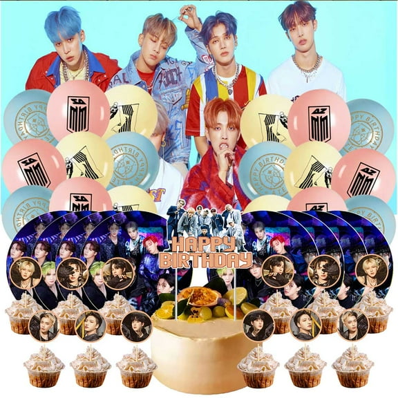 Ateez Birthday Party Supplies Balloons Paper Plates Decoration Cake Topper Decor Tableware Banner Backdrop