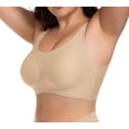 thumbnail image 2 of Qylux Women's Wireless Comfort Bras - Seamless Full Coverage Everyday T-Shirt Bra - Plus Size Soft Padded Bralette,Nude,M, 2 of 10