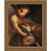 The Virgin and Child with St Anne [detail: 2] 20x23 Gold Ornate Wood Framed Canvas Art by Da Vinci, Leonardo