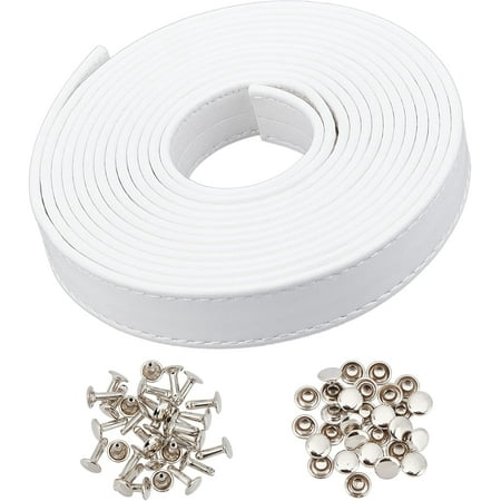 Leather Belt Strips 118 Inch Leather Strap Replacement Without Buckle Leather Belt Blank Extra Long Strip Leather Band 0.79 Inch Wide for Purse Pet Collars Ropes Belts DIY Projects White