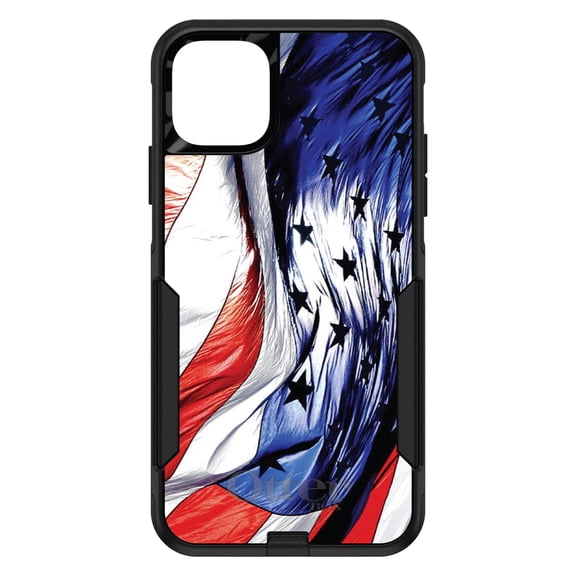 DistinctInk OtterBox Commuter Custom Case for Apple iPhone 15 (6.1" Screen) - Show Your Love of the United States of America - Wireless Charging Compatible