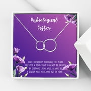 Anavia Unbiological Sister Gift Jewelry, Soul Sister Card Necklace, Sister Best Friend Gift, Big Little Sorority Card Gift-[Silver Infinity Double Ring, Royal Purple Gift Card]