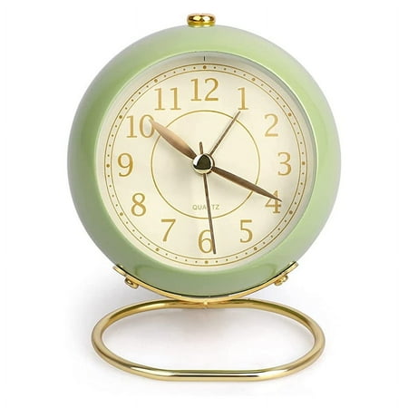 Silent Alarm Clock Bedside Small Table Non Ticking Analogue Retro with Light Button for Desk