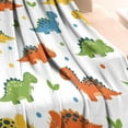 thumbnail image 3 of White Cartoon Dinosaurs Leaves Pattern Blanket,Comfortable Soft Flannel Throw Blanket,All Season,Warm Lightweight Blankets for Sofa Bed Couch Living Room Chair,30"x40", 3 of 4