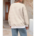 thumbnail image 4 of Sudadera de Cuello Redondo A Rayas de Gran Tamaño para Mujer, Jersey de Larga con Bloques de Color, Camiseta Informal Holgada para Hacer Ejercicio, Color Caqui L, 4 of 6