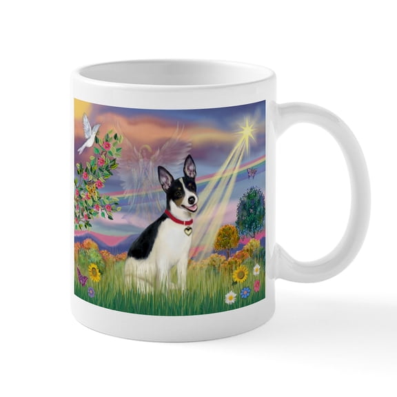 CafePress - Cloud Angel & Rat Terrier Mug - 11 oz Ceramic Mug - Novelty Coffee Tea Cup