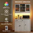 thumbnail image 4 of HOMCOM Armoire de Garde-Manger de Cuisine avec Lumière DEL, Vaisselier de Rangement, Blanc, 4 of 10