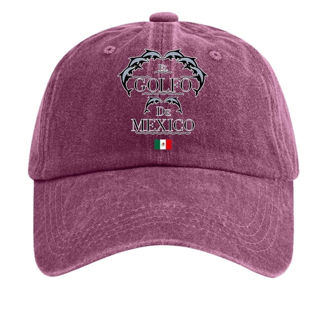 PMVFHDE Women's Washed Distressed Denim Printed Baseball Cap With Print Casual Style Wine