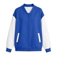 thumbnail image 4 of Qzwdhjm Varsity Jackets for Women Button Down Baseball Jacket Color Block Long Sleeve Bomber Coats Loose Casual Coat with Pockets, 4 of 6
