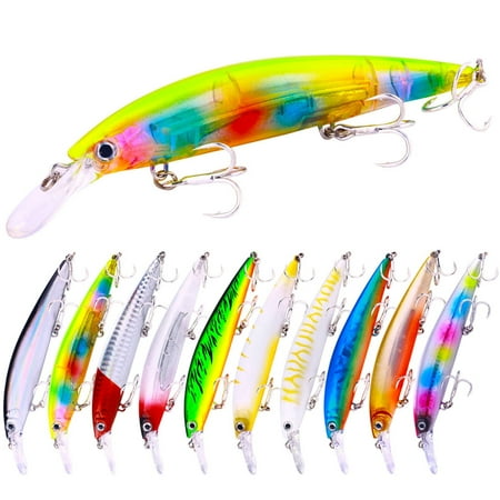 HENGJIA Fishing Lures Jerkbait for Bass Fishing Minnow Lure Set Fishing Plugs Hard Baits Swimbaits Topwater Lures for Trout Bass Perch Fishing 10pcs Deep Diving Fishing Lure