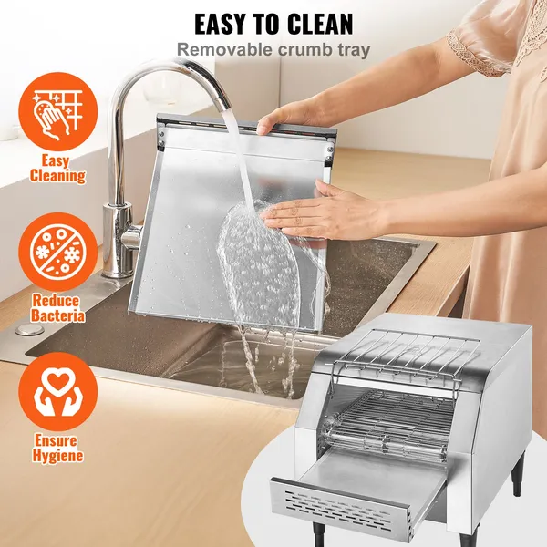 Commercial Conveyor Toaster 300 Slices Per Hour Heavy Duty Stainless Steel Electric Restaurant Toaster for Toast Bun Bagel Bread