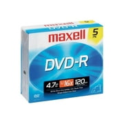 maxell 4.7GB 16X DVD-R 5 Packs Jewel Case Disc Model 638002