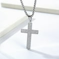 thumbnail image 3 of HIJONES Stainless Steel Cubic Zirconia Cross Necklace for Men Hip Hop Cross Pendant with Chain Silver, 3 of 6