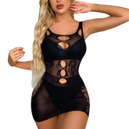 

Pimfylm Night Shirts For Women Sleepwear Women s Sheer Mesh Sleeveless Slip Lingerie Nightgown Black One Size