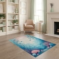thumbnail image 2 of ODIKA 4'x6' Washable Area Rug Non-Slip, Chair-Friendly, Flatwoven Mermaid Gradient Fish Ombre Scale Starfish Seashell for Home Office, Under Desk, 2 of 7