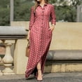 thumbnail image 2 of Chemises à Manches Longues pour Femmes Robe Longue Col en V Imprimé Robe Maxi Décontractée Ample Basique avec Poches, 2 of 6