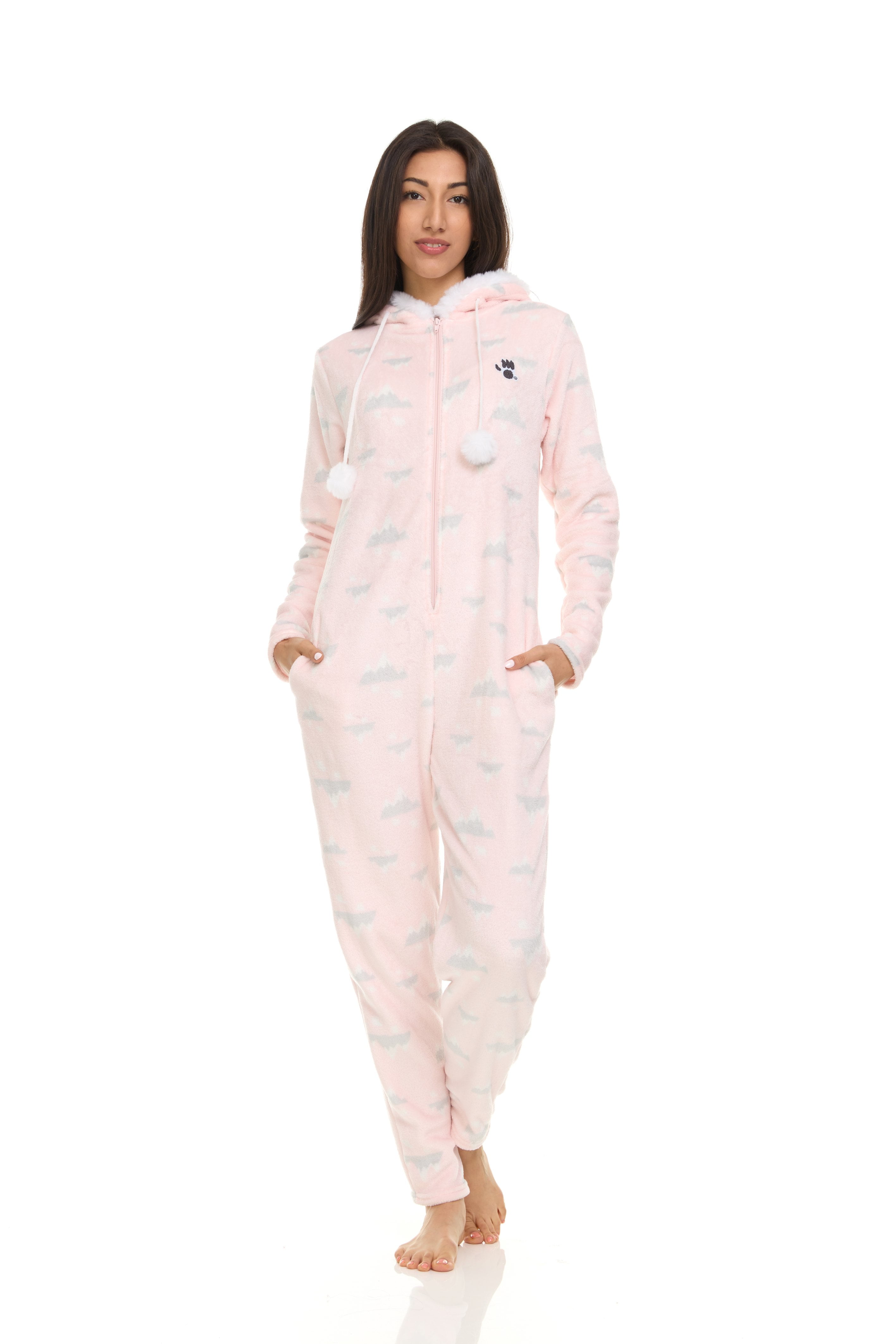 Bearpaw Women's Onesie Fuzzy Pajamas with Fluffy Hoodie and Ears, One ...