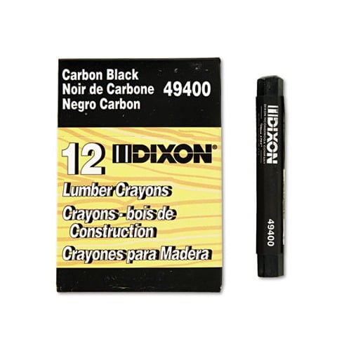 Dixon Lumber Crayons, 4 1/2 x 1/2, Carbon Black, Dozen -DIX49400