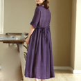 thumbnail image 3 of Women's Cotton Dress, Round Neck Loose Short Sleeve Dress, Casual and Comfortable Everyday Dress for Women, 3 of 3