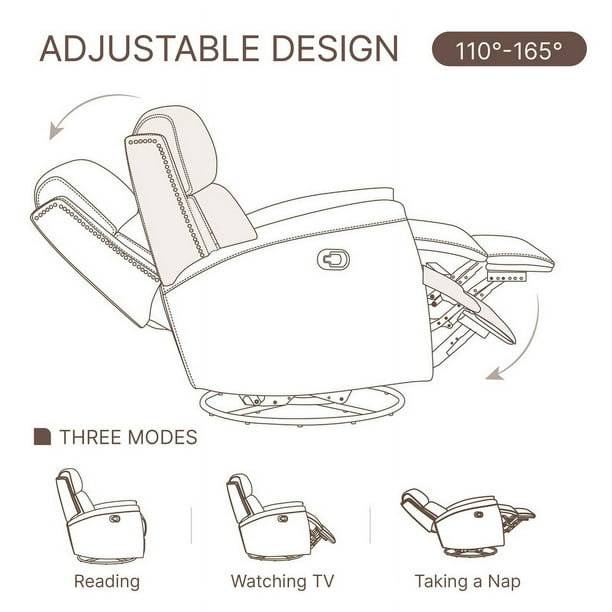 chiiページ CHITA Swivel Glider Recliner Nursery Chair Manual Push Back