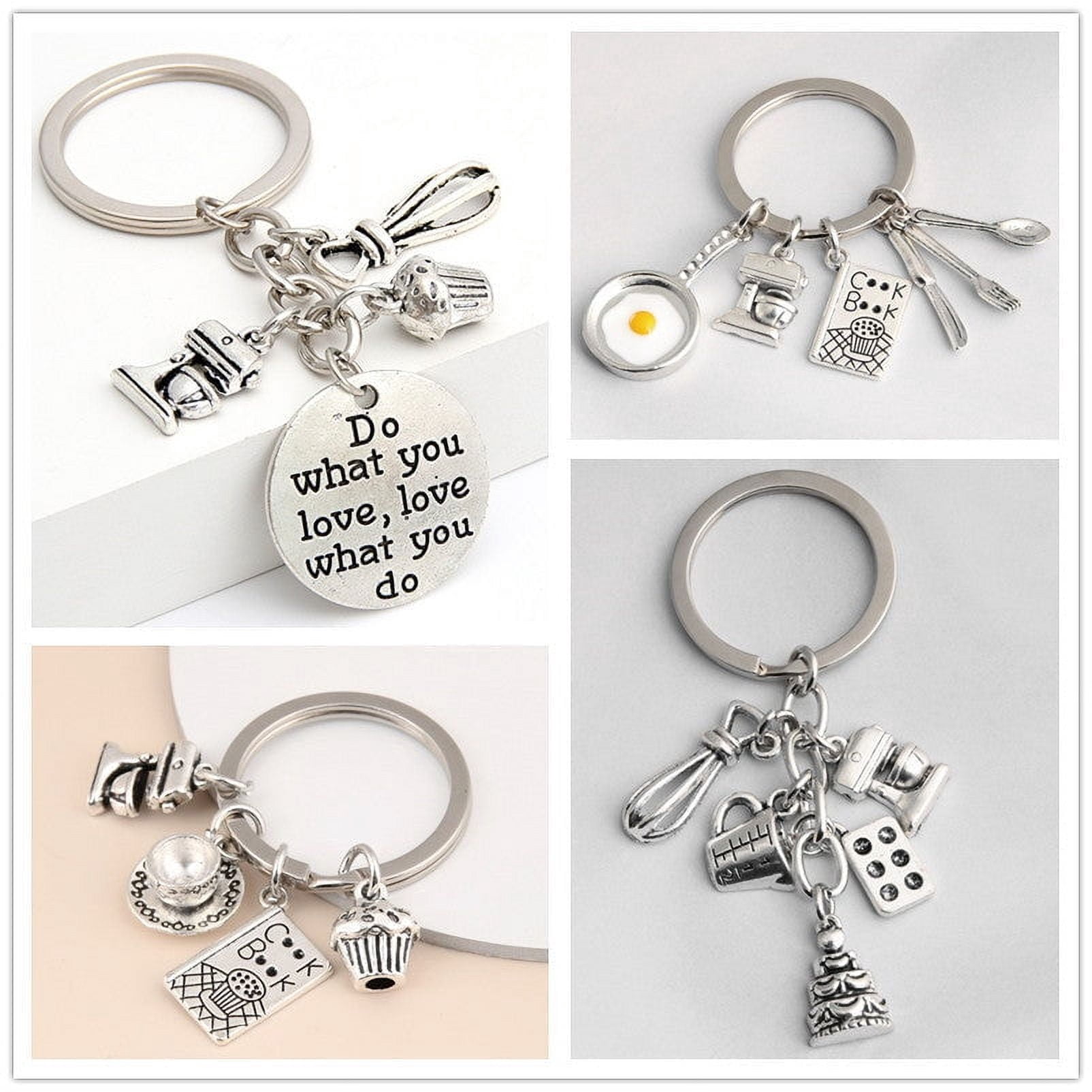 Womens Fashion Keychain Metal Key Ring with Combination Cutlery Design Beautiful Key Chain Accessory Stylish Key Holder