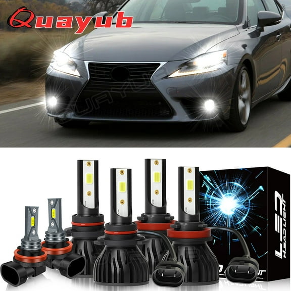 Bright 6000k Quayub Bulbs For Lexus IS250 IS350 2010-2015 LED Headlight High Low Fog Light Bulbs Kit