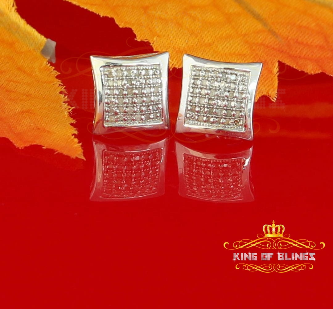 King of Bling's Aretes Para 925 Sterling White Silver 0.20ct Diamond Women & Men Stud Earrings