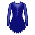 thumbnail image 1 of CHICTRY Kids Girls V Shape Rhinestone Decor Figure Ice Skating Dress Long Sleeve Leotard Dancewear, 1 of 7