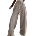 thumbnail image 1 of Diufon Straight Pants for Women Casual Solid Color Athletic Pants Elastic High Waist Drawstring Sweatpants, 1 of 5